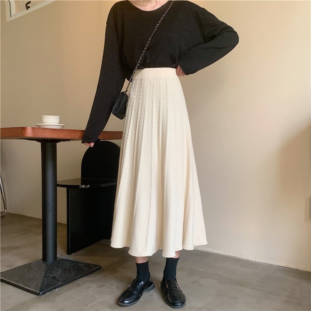 Aラインニットロングスカート