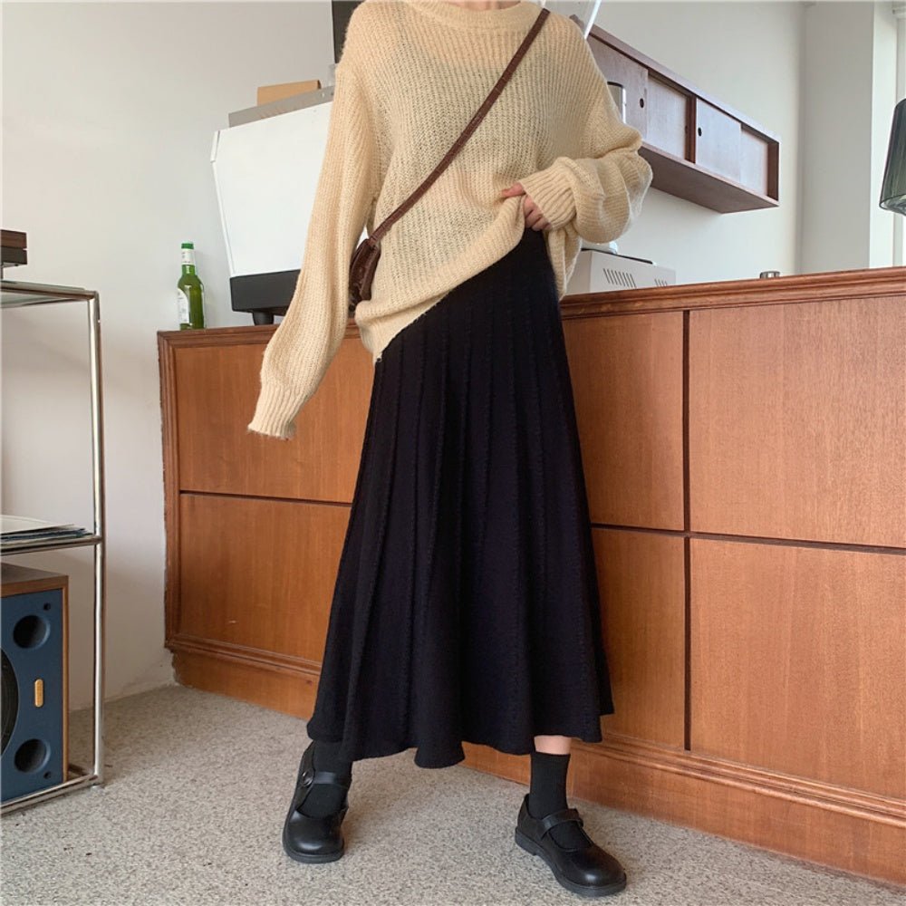 Aラインニットロングスカート