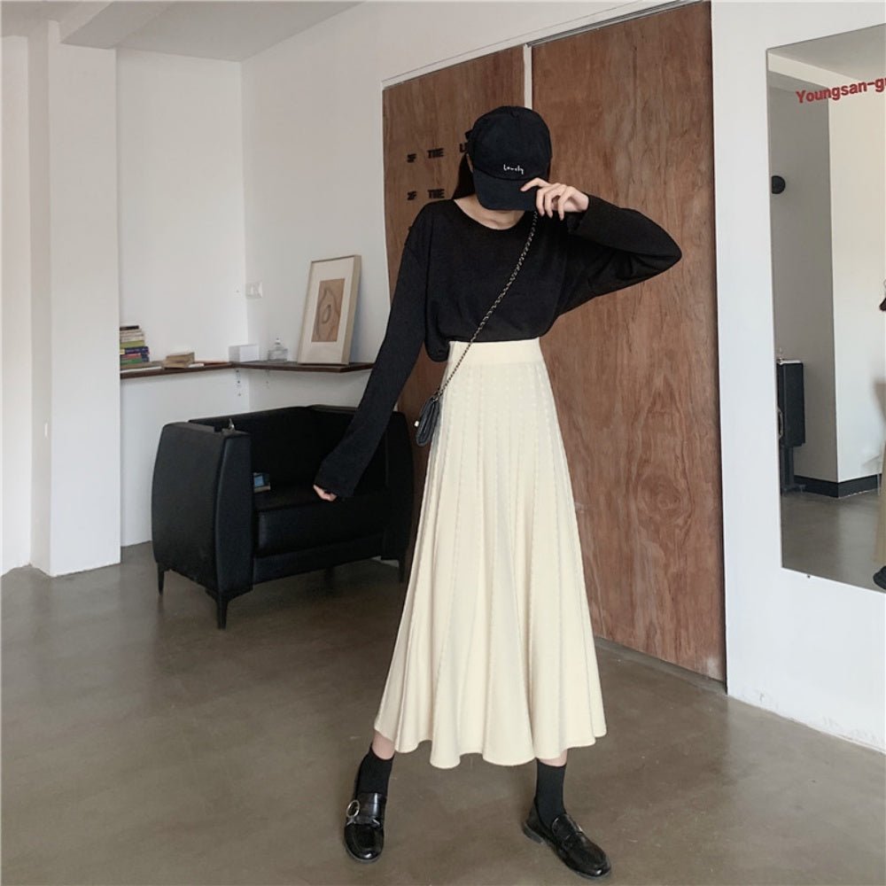Aラインニットロングスカート