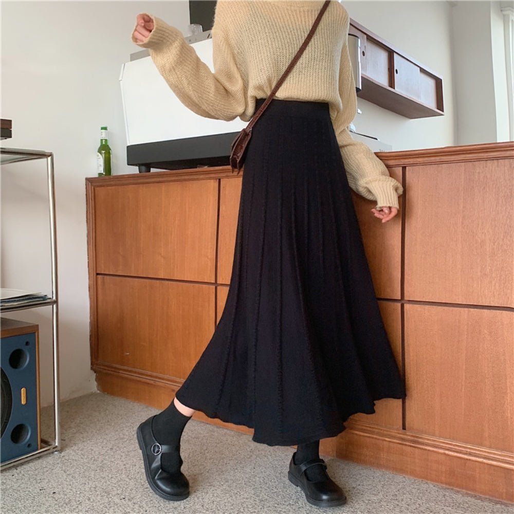 Aラインニットロングスカート
