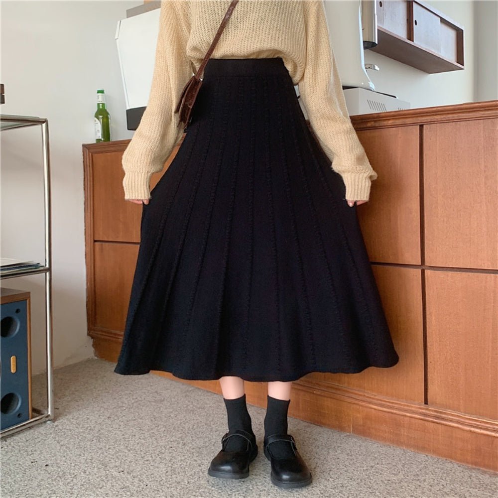 Aラインニットロングスカート