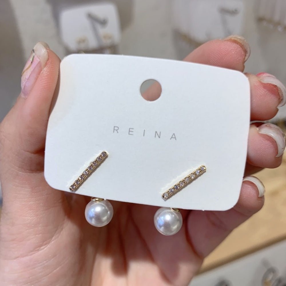 ラインストーンパールピアス
