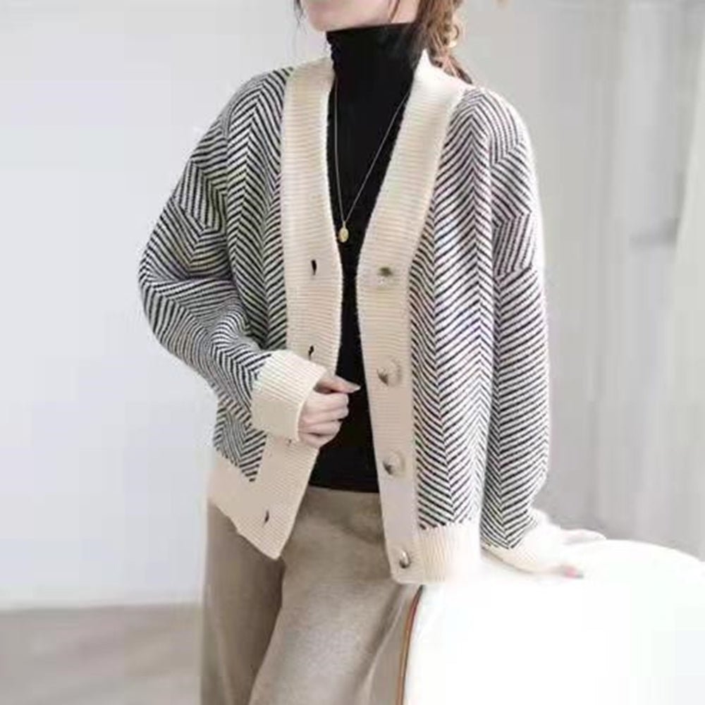 ヘリンボーン柄カーディガン｜オフィスカジュアル レディース 通販