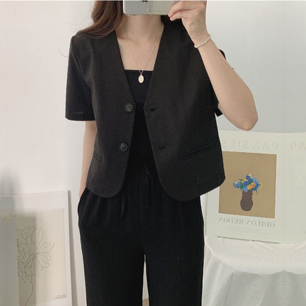 リネンライク半袖ジャケット｜オフィスカジュアル レディース 通販