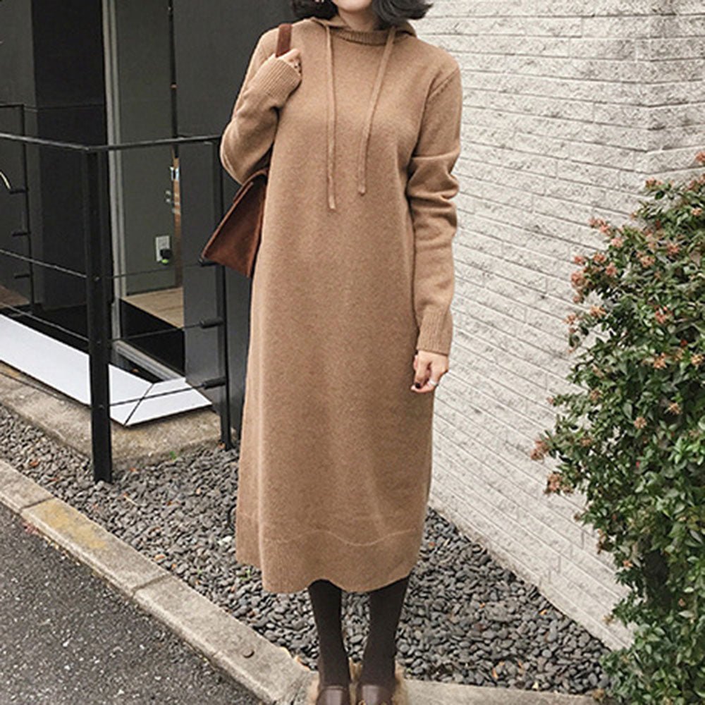 フード付きルーズニットワンピース - Millennial Generation