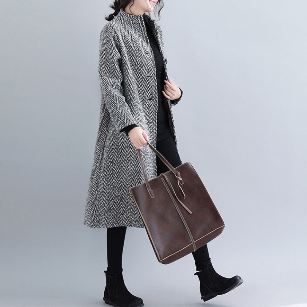 未使用級★VERY掲載★ebure★上質ヘリンボーン柄★マキシ丈ロングコート ヘリンボーンロングコート | ファッション通販サイト NUGU