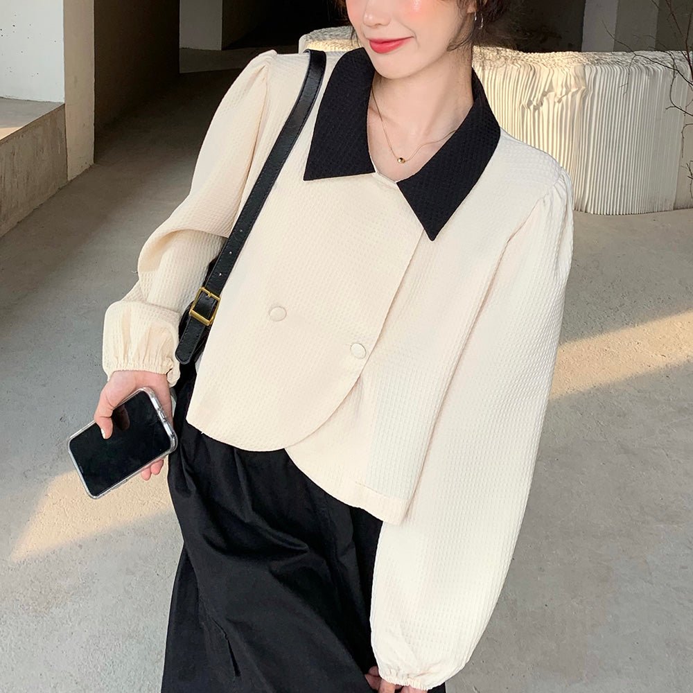 パワーショルダーダブルボタントップス｜オフィスカジュアル レディース 通販【ミレジェネ】