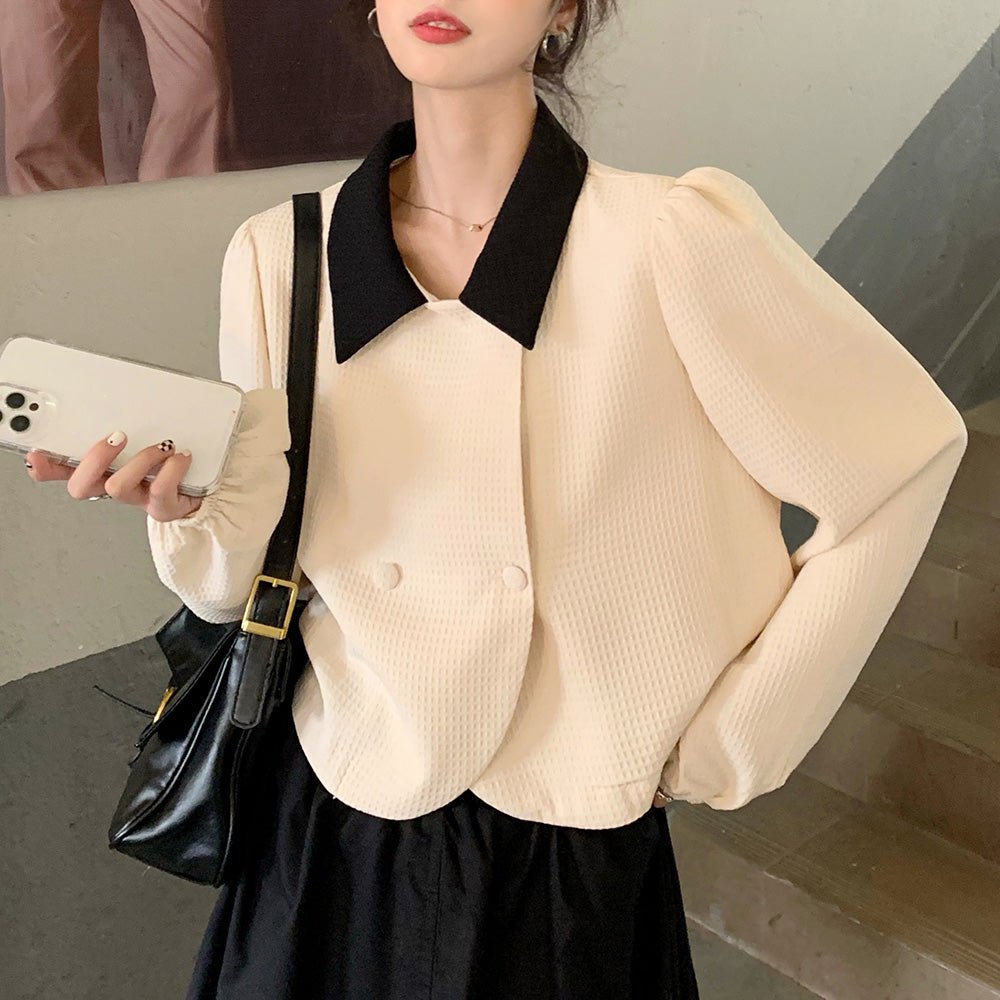 パワーショルダーダブルボタントップス｜オフィスカジュアル レディース 通販【ミレジェネ】