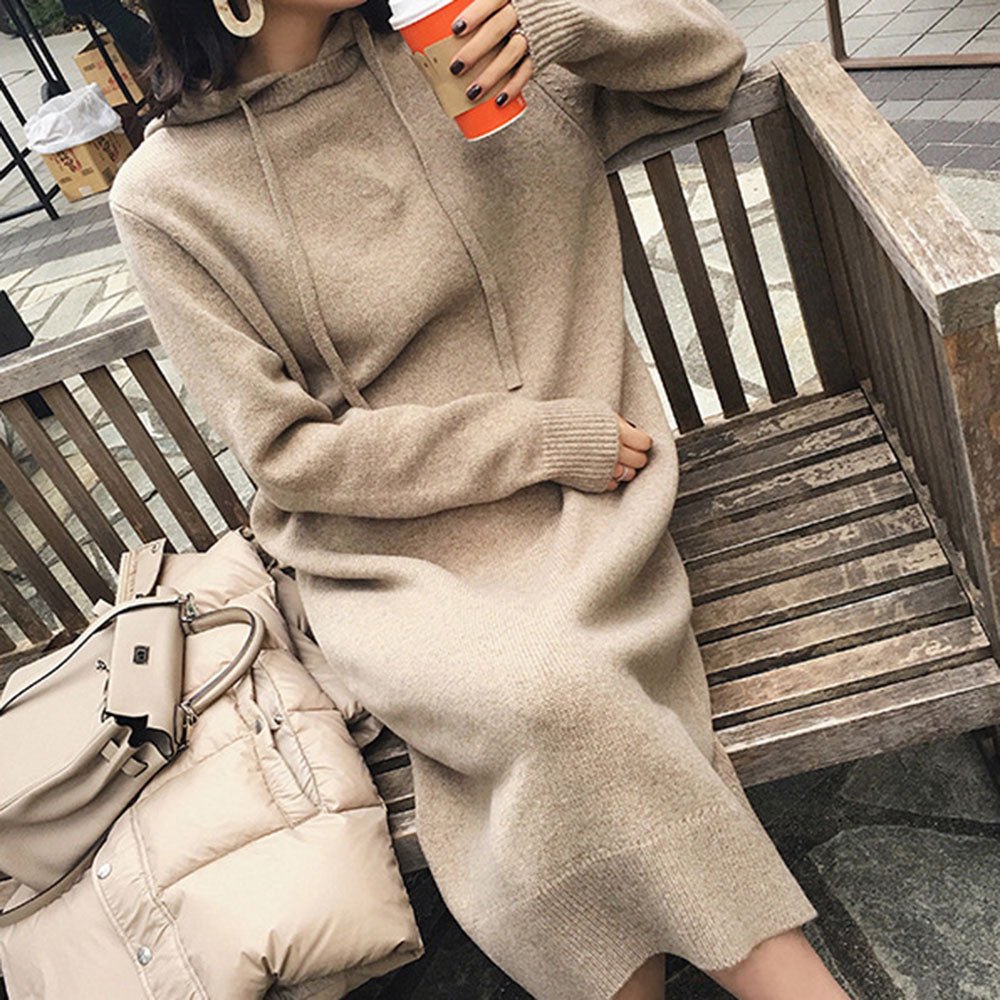 フード付きルーズニットワンピース - Millennial Generation