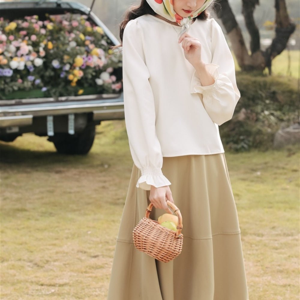 袖フリル長袖ブラウス｜オフィスカジュアル レディース 通販【ミレジェネ】 