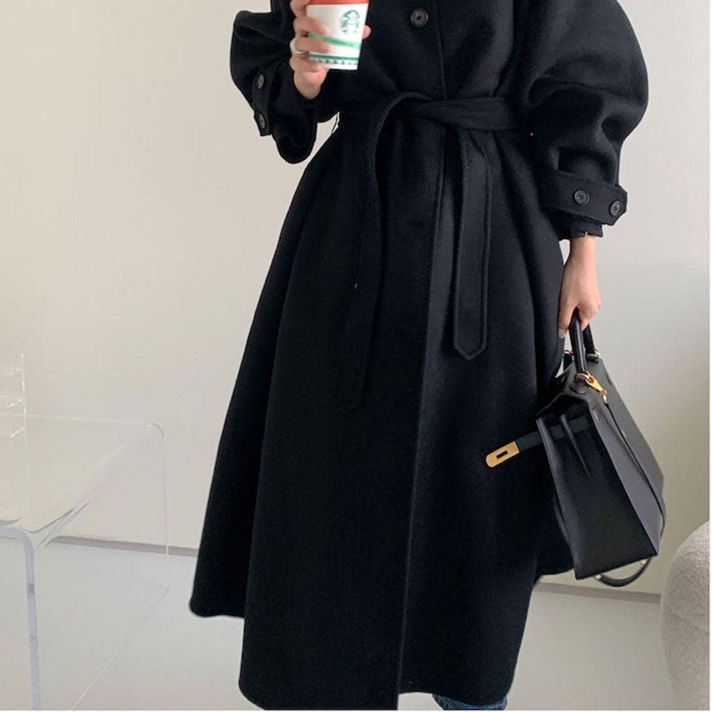 ステンカラーウエストマークロングコート