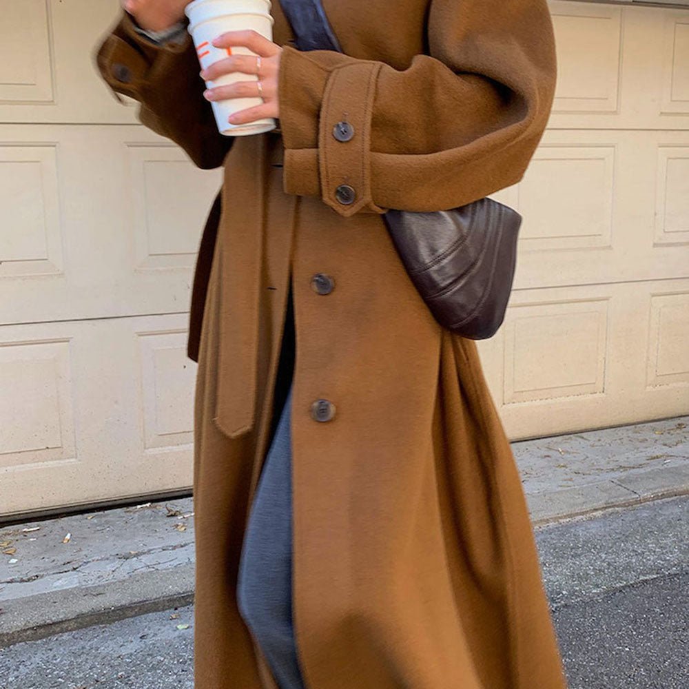 ステンカラーウエストマークロングコート