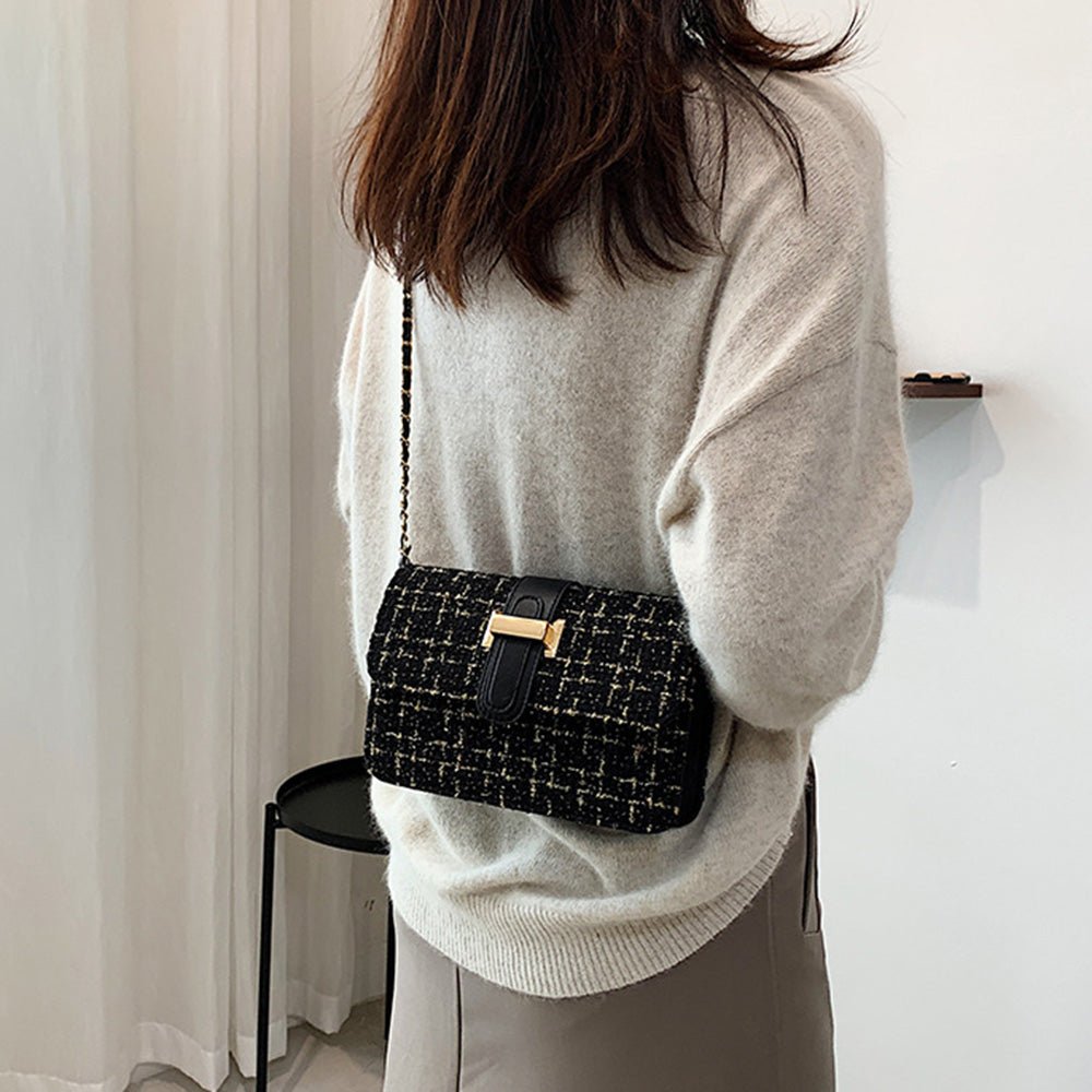 ツイードチェーンミニショルダーバッグ｜オフィスカジュアル