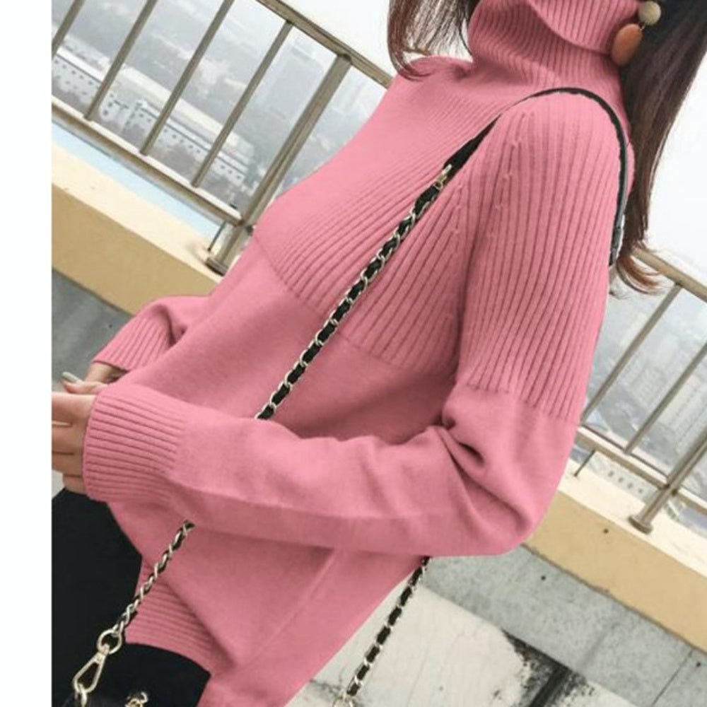 ハーフデザインハイネックニットトップス - Millennial Generation