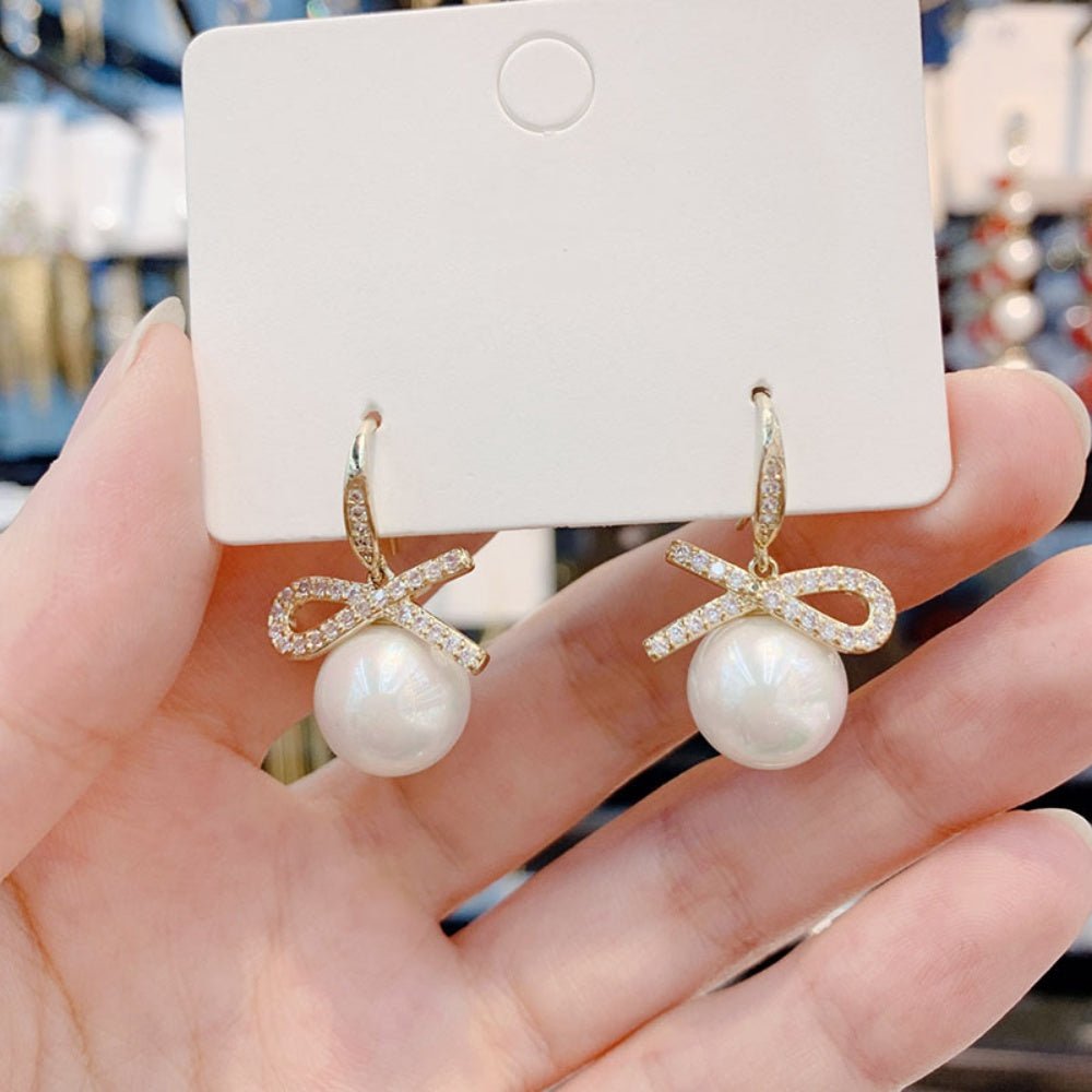 ラインストーンパールピアス
