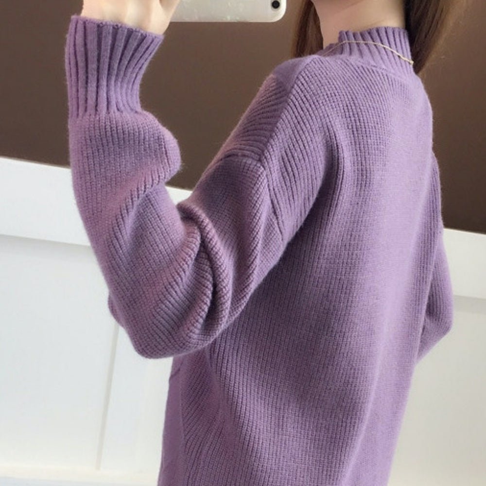 アーガイルハーフネックニット