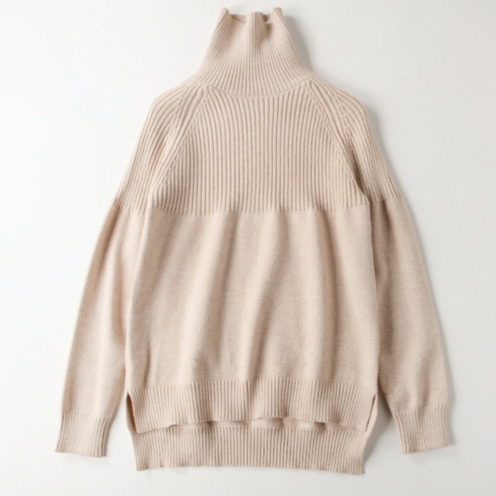 ハーフデザインハイネックニットトップス - Millennial Generation