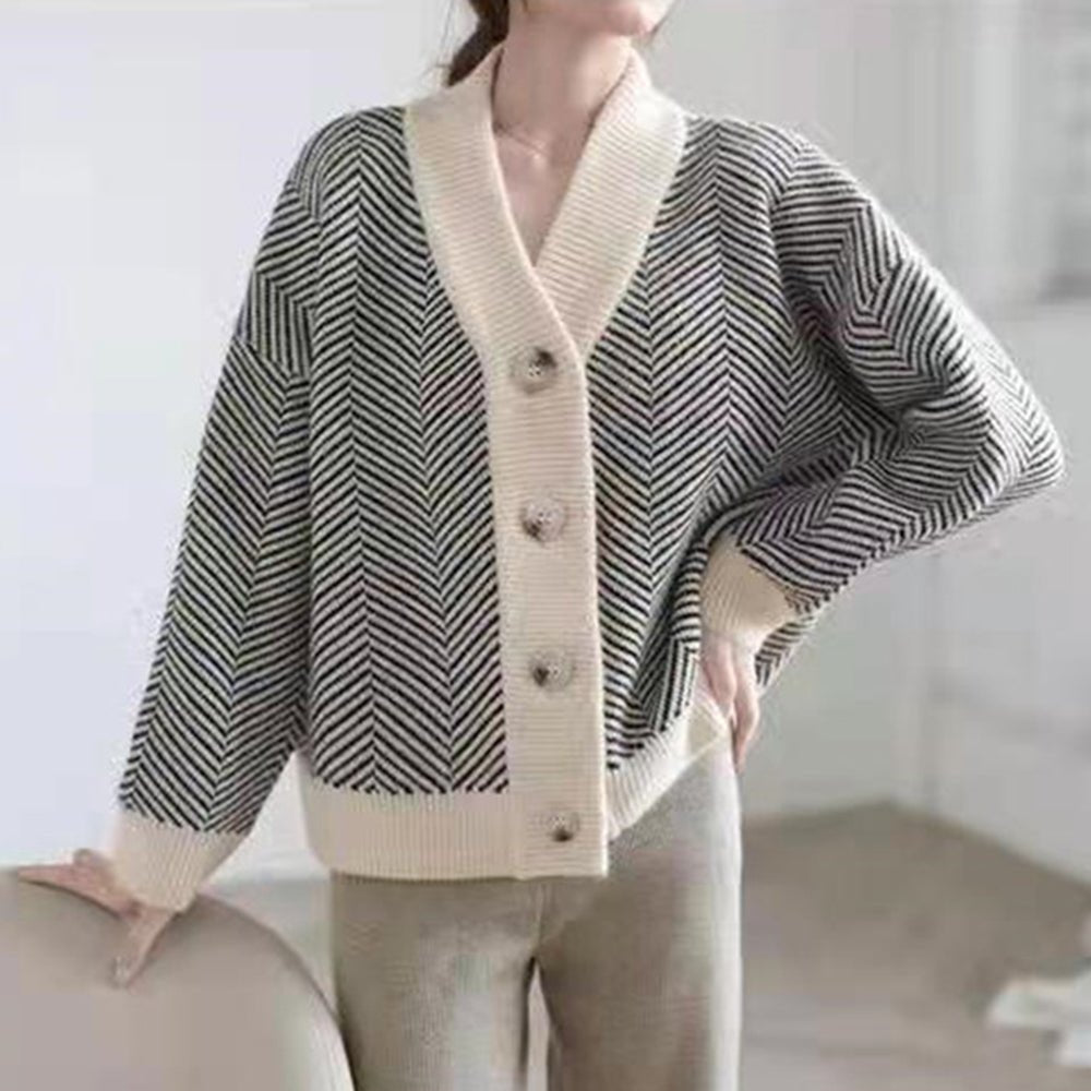 ヘリンボーン柄カーディガン｜オフィスカジュアル レディース 通販