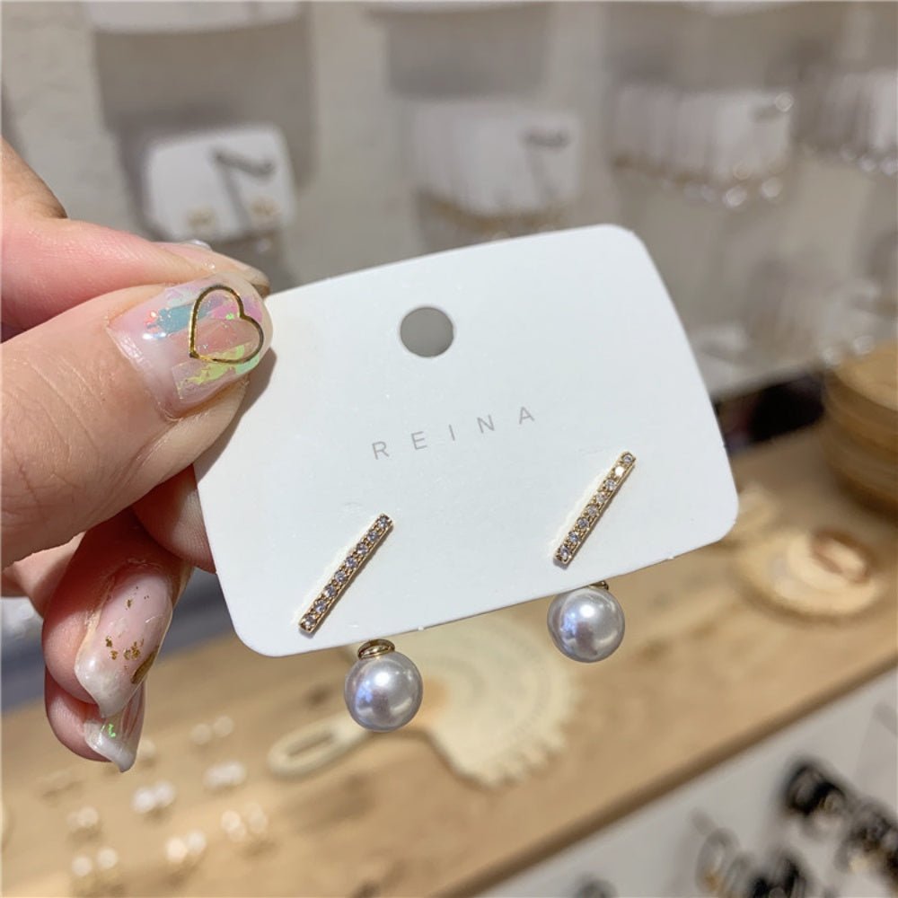 ラインストーンパールピアス