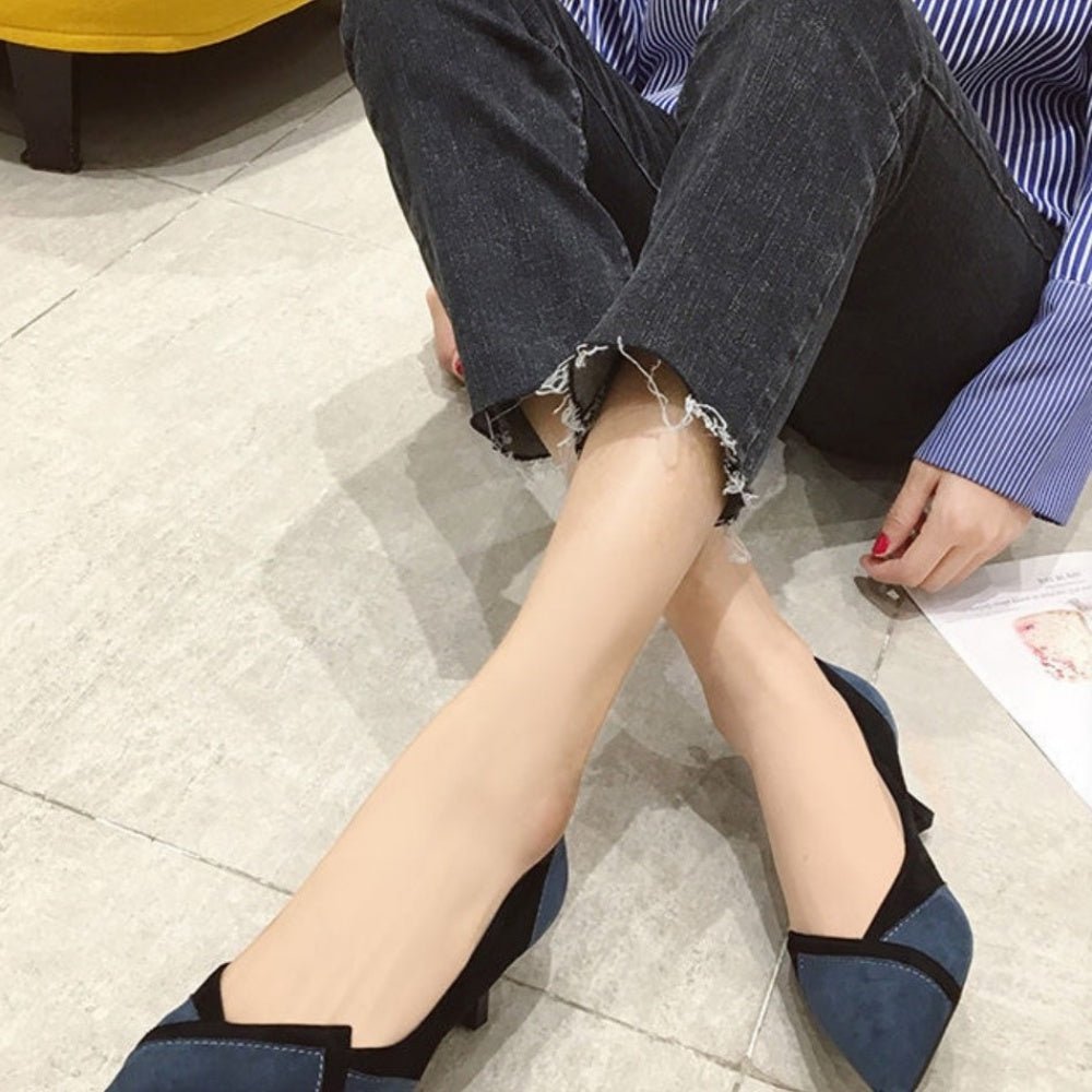 バイカラースエードパンプス