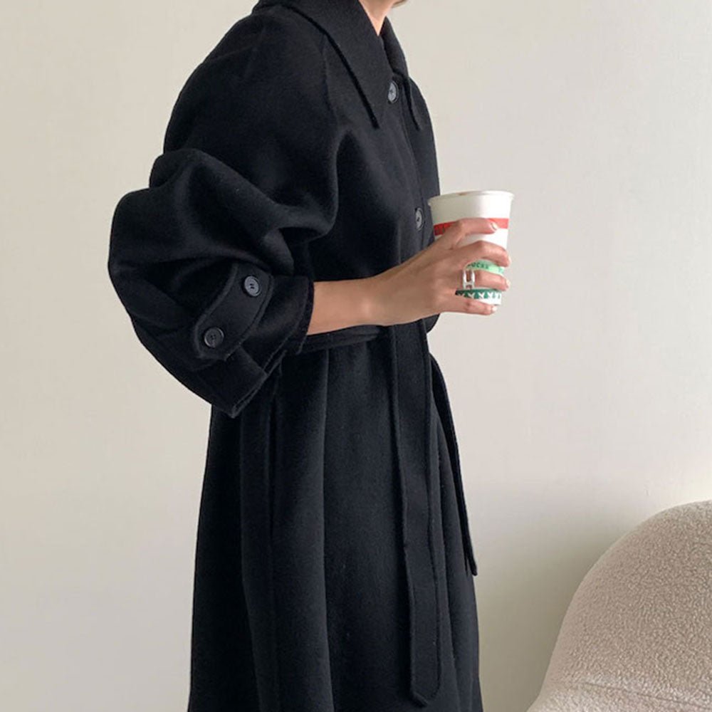 ステンカラーウエストマークロングコート
