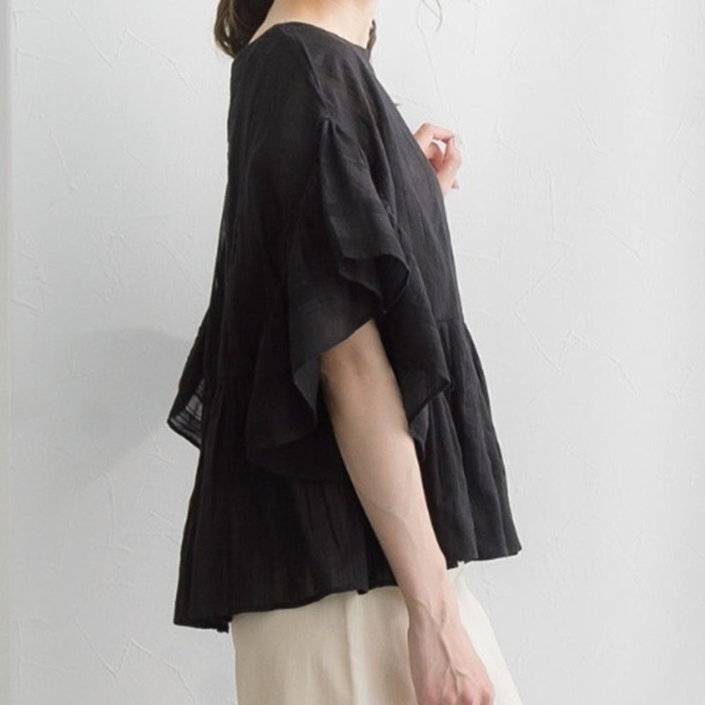 フリルボリュームフレアトップス｜オフィスカジュアル レディース 通販【ミレジェネ】