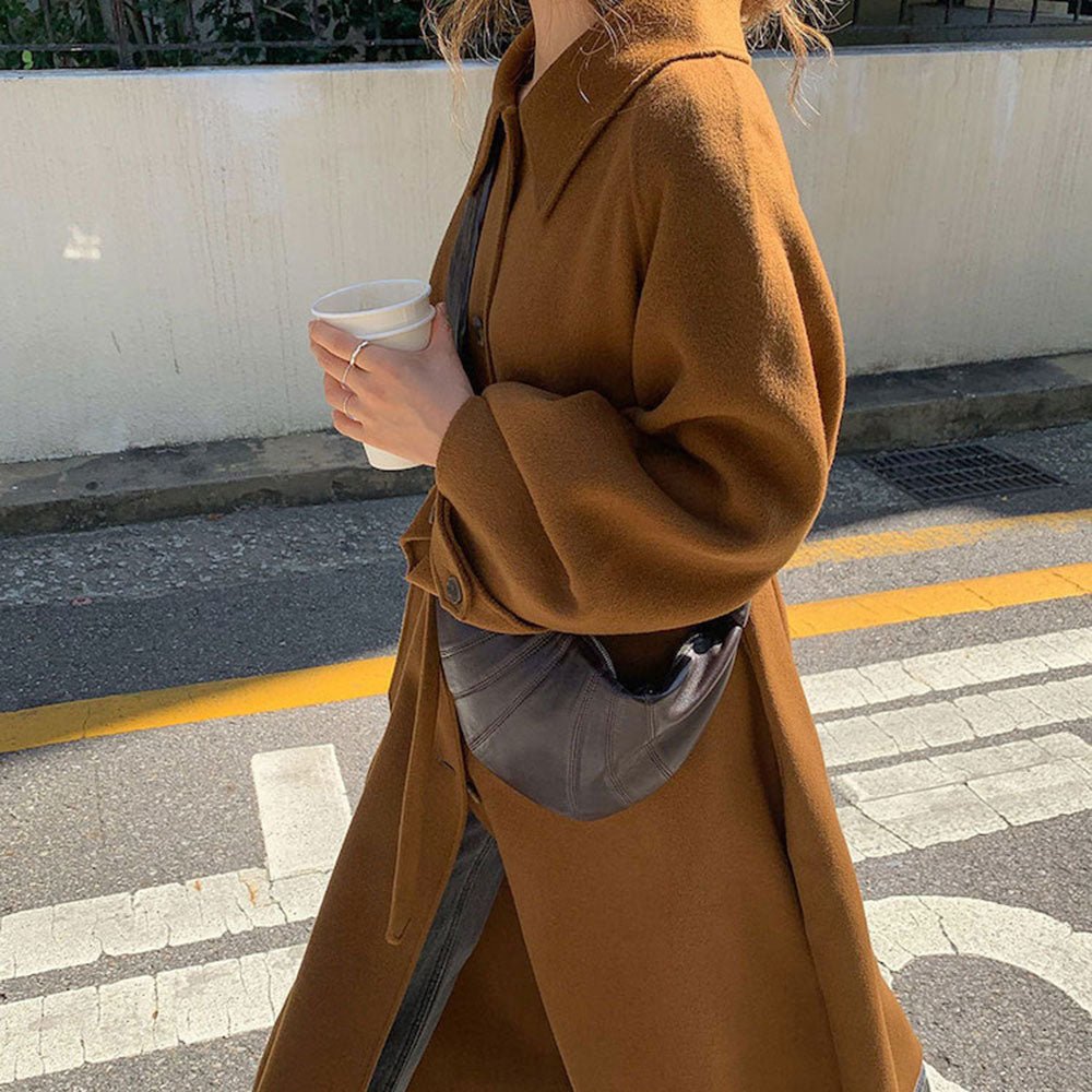 ステンカラーウエストマークロングコート