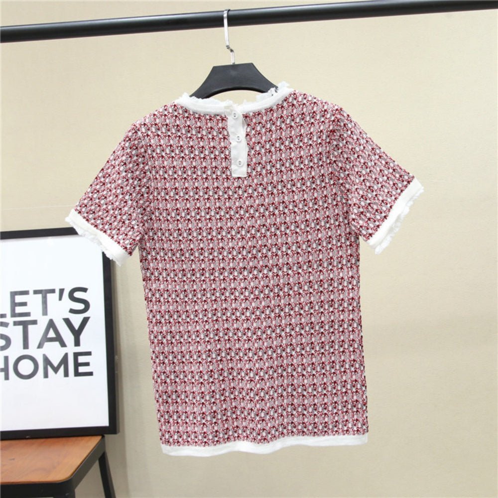 半袖ツイードニットトップス｜オフィスカジュアル レディース 通販