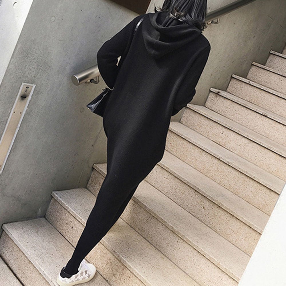 フード付きルーズニットワンピース - Millennial Generation