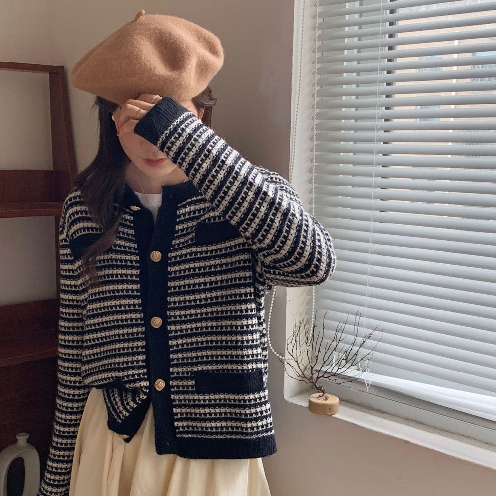 ツイードライクニットカーディガン｜オフィスカジュアル レディース