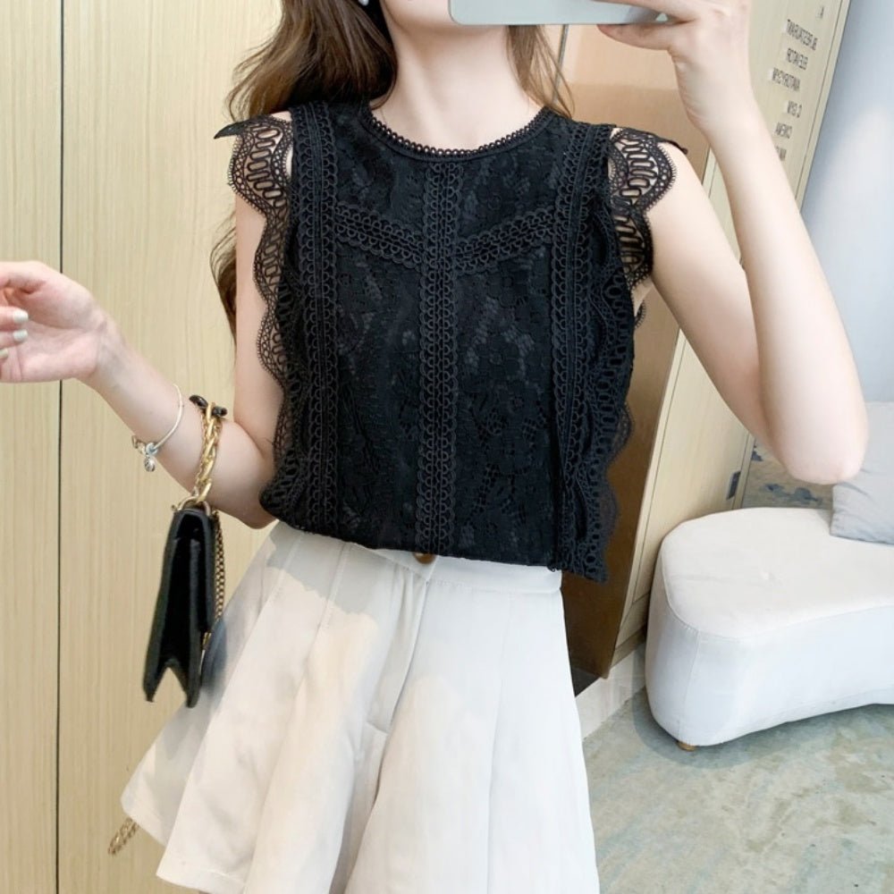 総レースノースリーブトップス｜オフィスカジュアル レディース 通販【ミレジェネ】