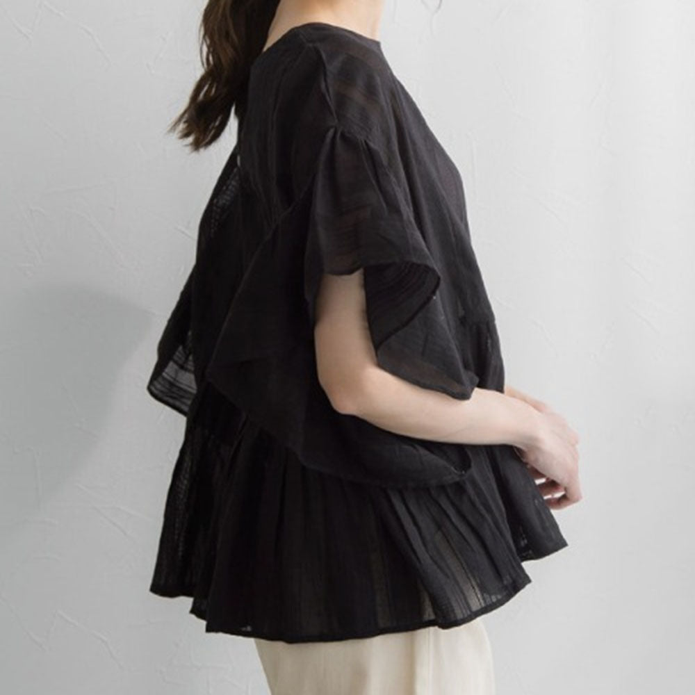 フリルボリュームフレアトップス｜オフィスカジュアル レディース 通販【ミレジェネ】