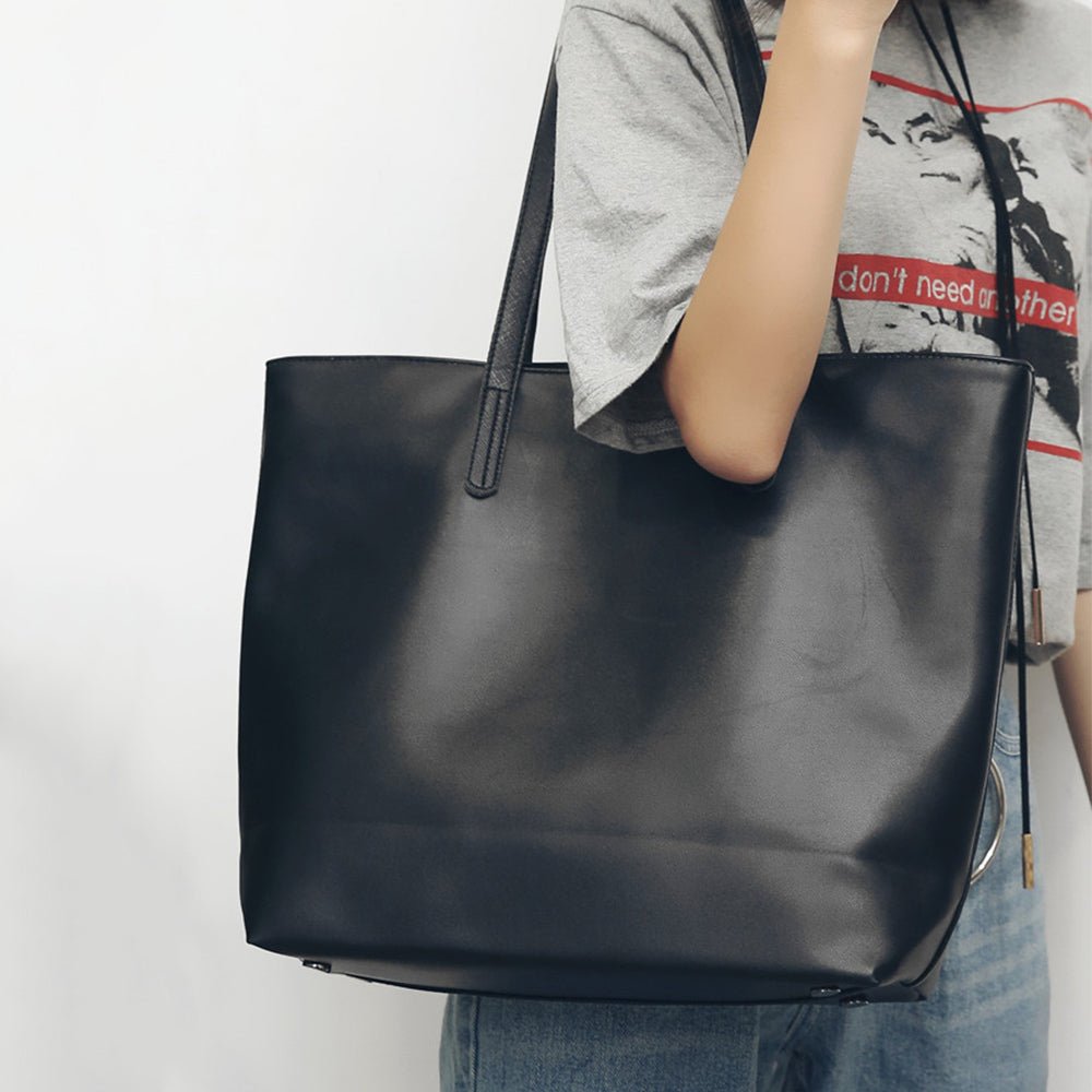 大容量フェイクレザートートバッグ｜オフィスカジュアル レディース