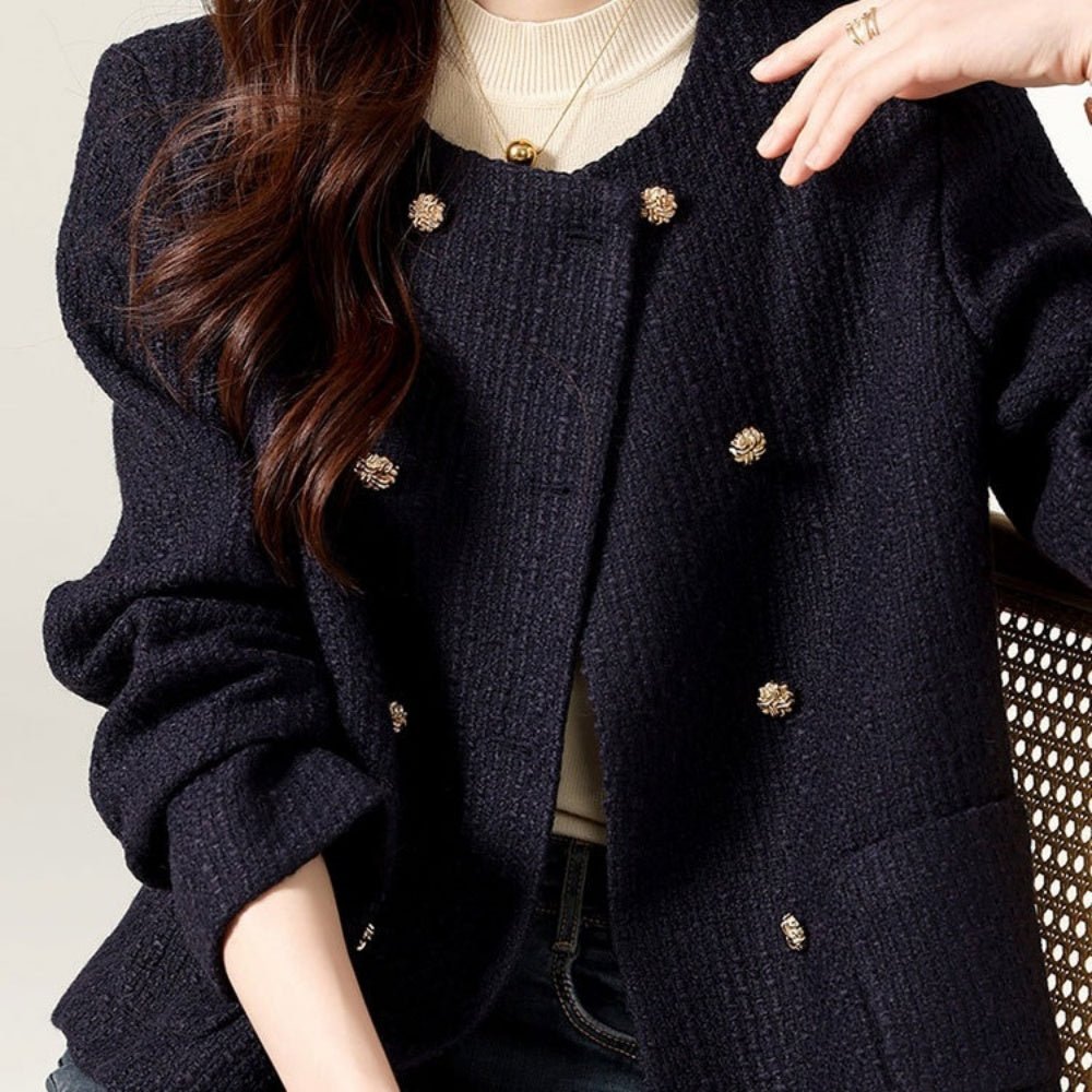 【新品】 フィンネル FENNEL ジャケット ダブルボタン 濃紺 レディース 4ボタンダブルジャケット【紺ブレザー】【セットアップ着用可