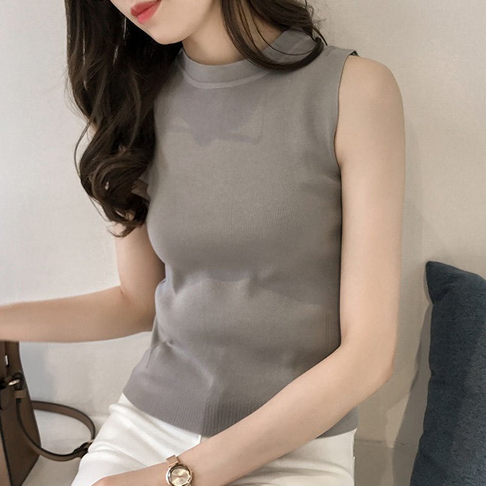 ボトルネック無地サマーニットタンクトップ - Millennial Generation