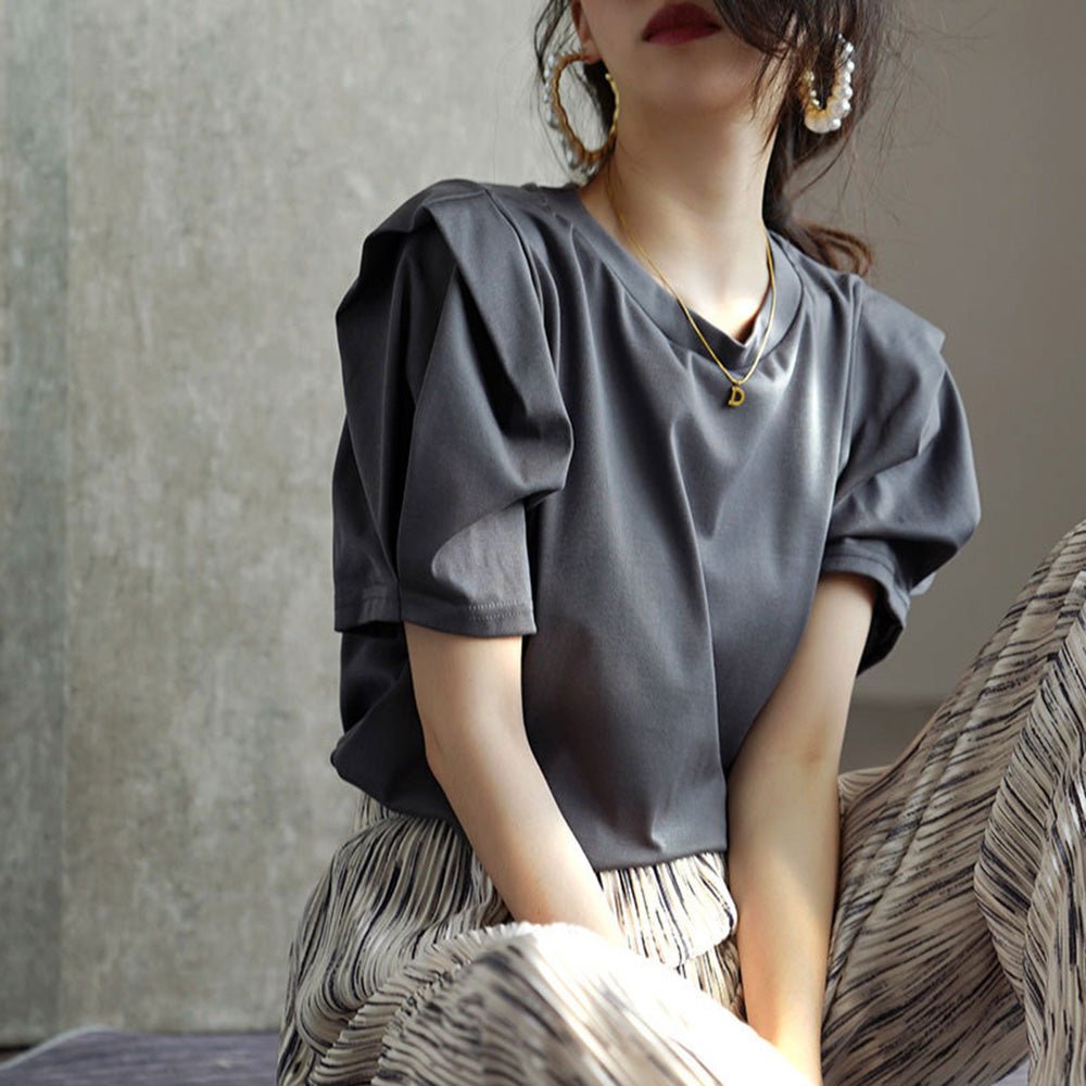 パワーショルダー無地デザイントップス｜オフィスカジュアル レディース 通販【ミレジェネ】