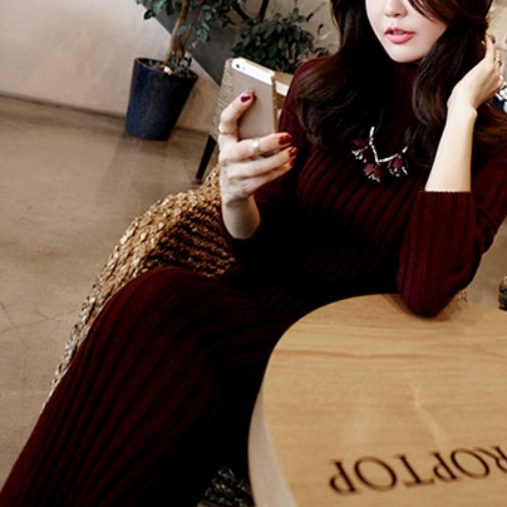 ロング丈リブニットワンピース - Millennial Generation