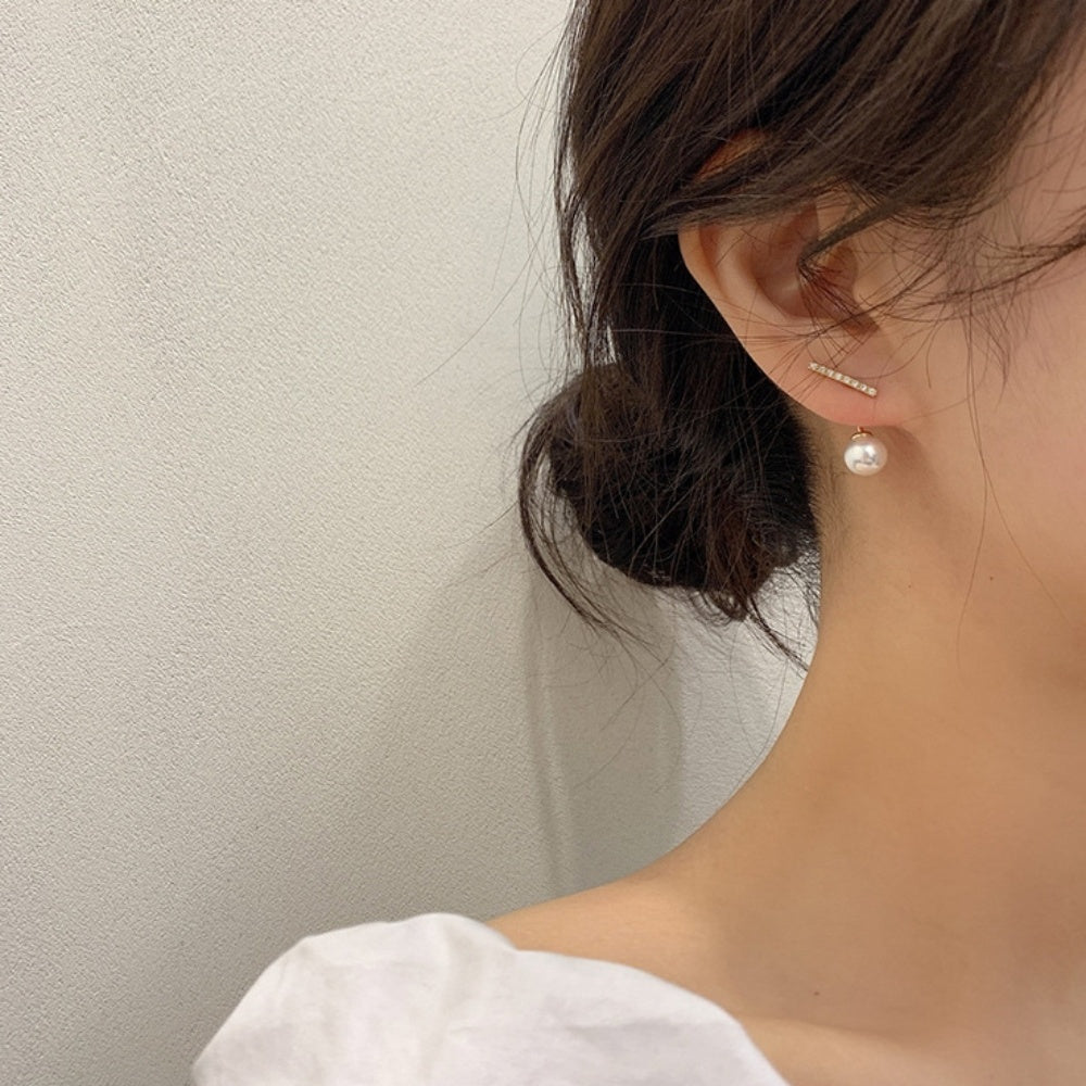 ラインストーンパールピアス
