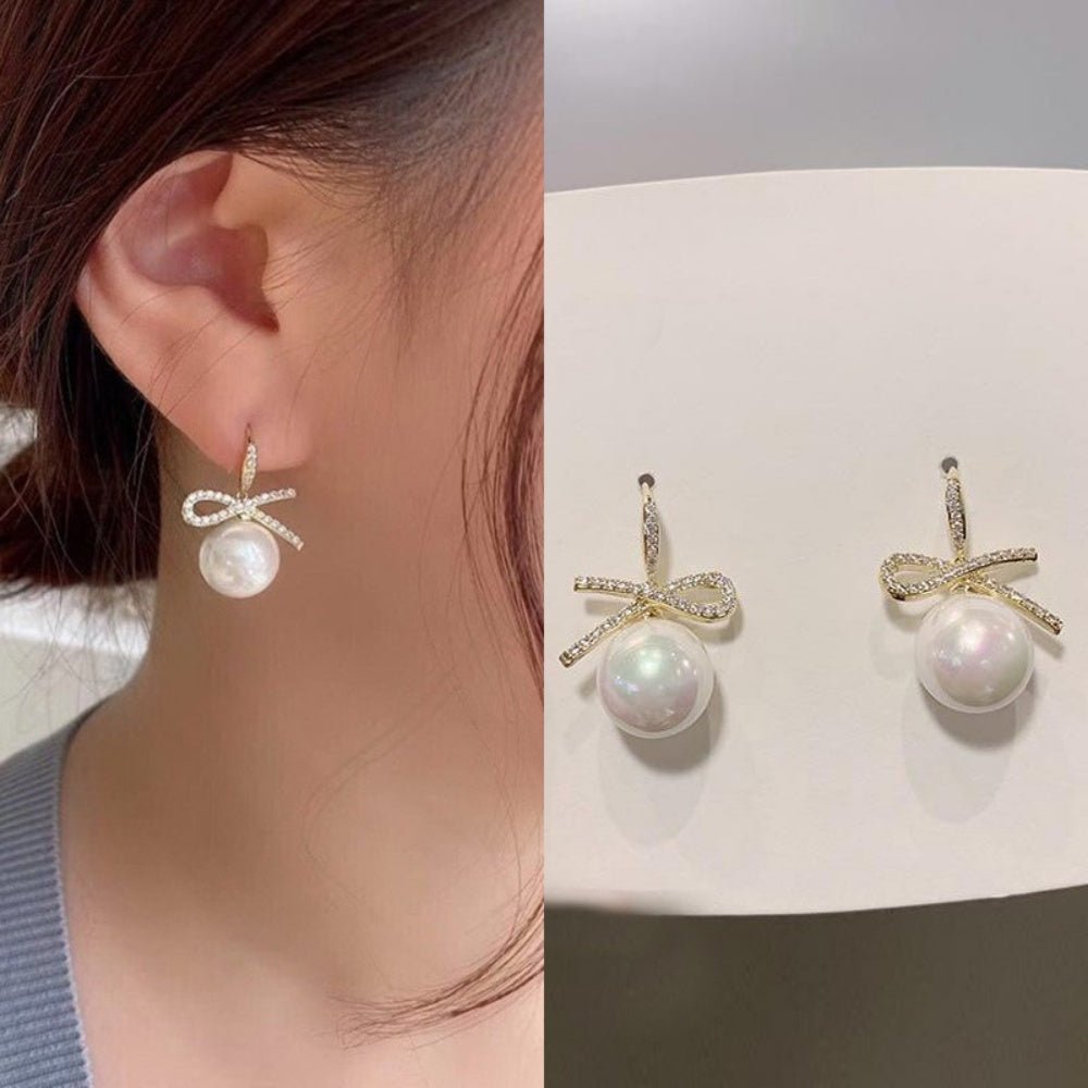 ラインストーンパールピアス