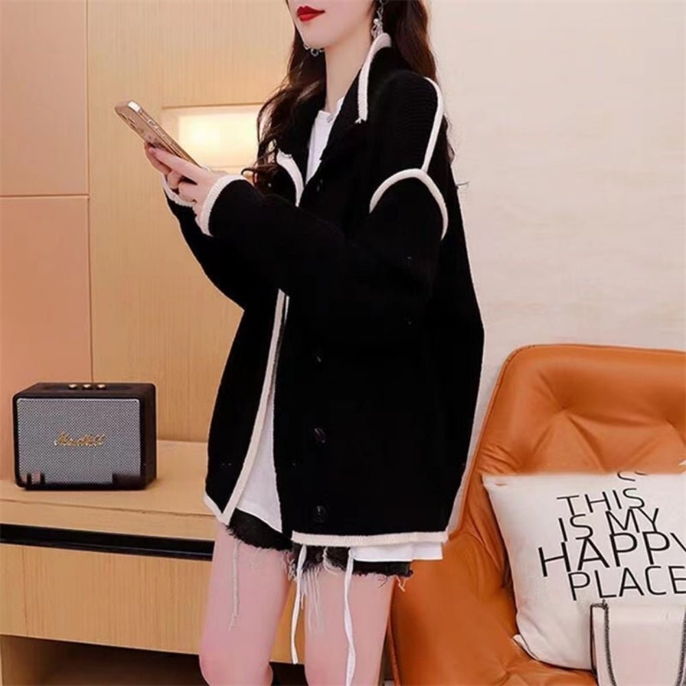 配色ハイネックニットジャケット｜オフィスカジュアル レディース 通販【ミレジェネ】