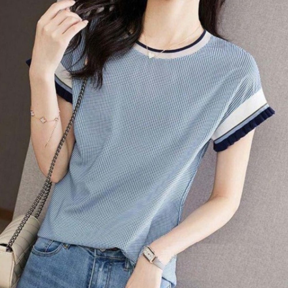 袖フリルクルーネックトップス｜オフィスカジュアル レディース 通販【ミレジェネ】