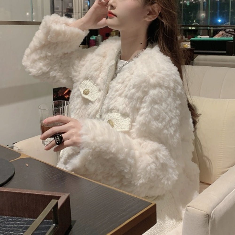 れさぱん　ベージュ ファーコート M リアルファーコート