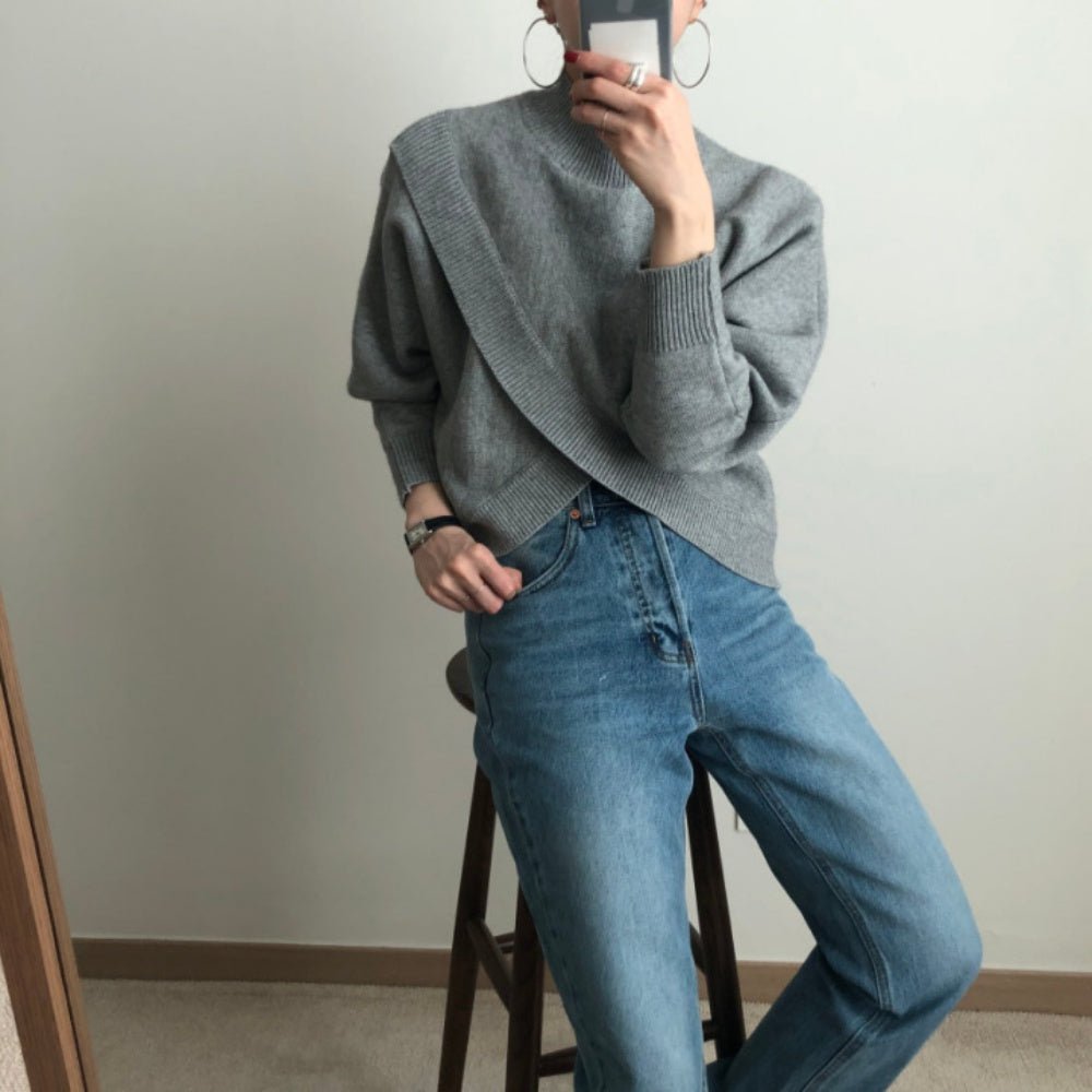 ラップデザインハイネックニット