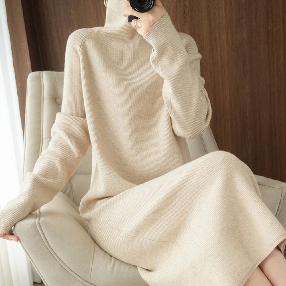 ebure 美品ウール ハイネックニット ロング ワンピース エブールハイネックニットワンピースエンフォルドドゥーズィエムクラス