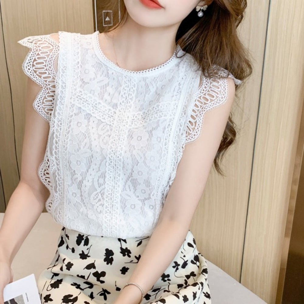 総レースノースリーブトップス｜オフィスカジュアル レディース 通販【ミレジェネ】