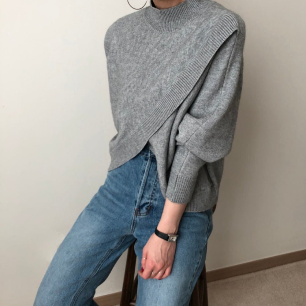 ラップデザインハイネックニット