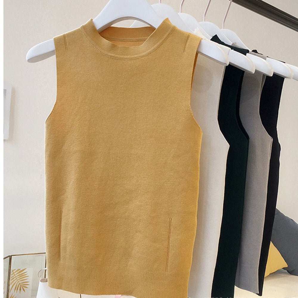 ボトルネック無地サマーニットタンクトップ - Millennial Generation