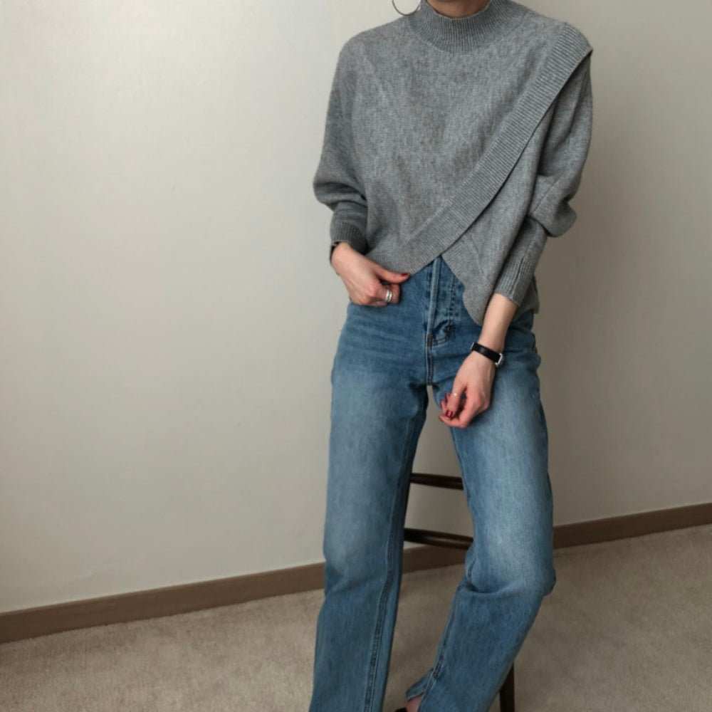 ラップデザインハイネックニット