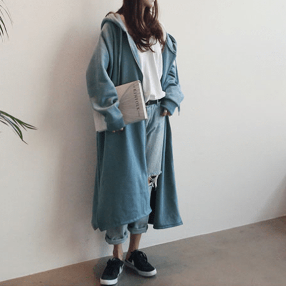 スウェットロングパーカーカーディガン|オフィスカジュアル スウェットロングパーカーカーディガン|オフィスカジュアル