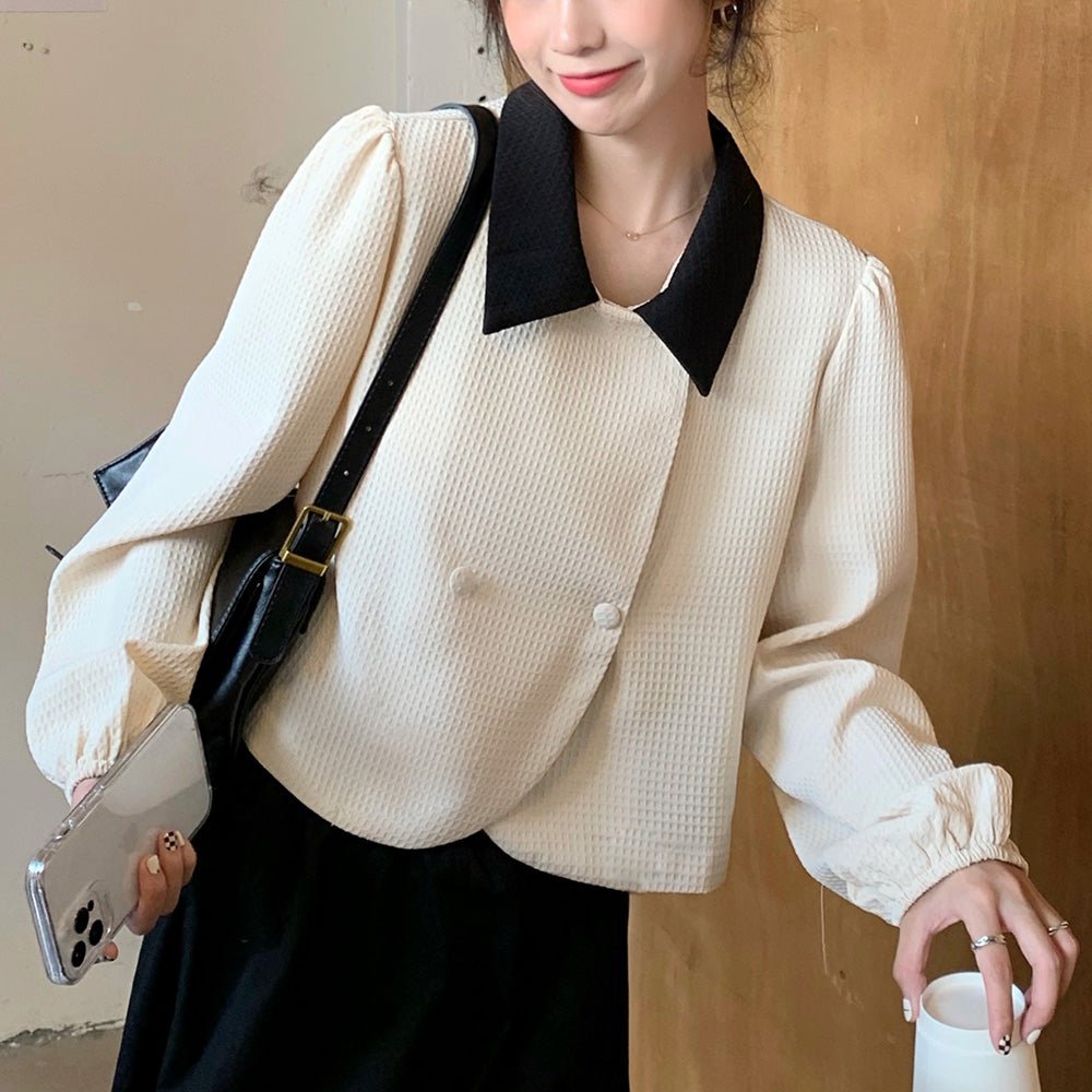 パワーショルダーダブルボタントップス｜オフィスカジュアル レディース 通販【ミレジェネ】